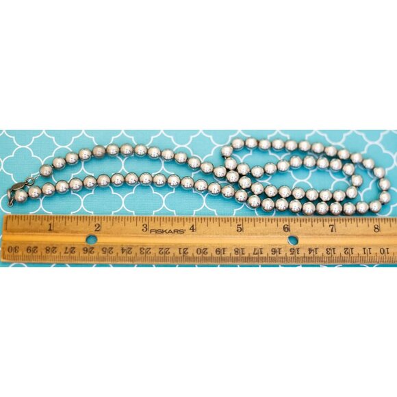 24 inch, Vintage Silver Tone Sphere Ball Beads Beaded Necklace by Napier - R39 - Picture 3 of 3